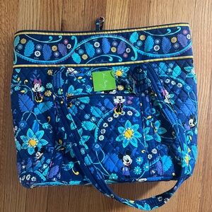 NWT Vera Bradley Disney Minnie Mouse Blue Floral Tote Retired RARE Print